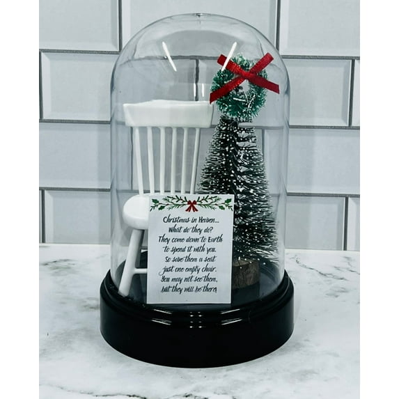 Christmas in Heaven Memorial Cloche - White Chair