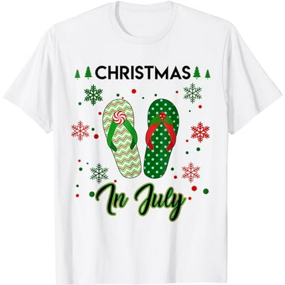 Christmas in July Flip Flops Summer Vacation Beach Lovers T-Shirt