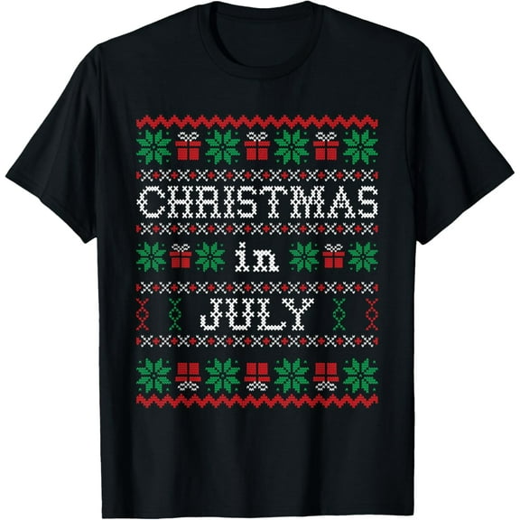 Christmas in July Funny Xmas Ugly Sweater Men Women Kids T-Shirt Tops Tee