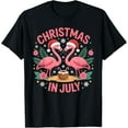 thumbnail image 1 of Christmas in July Men Women Flamingo Beach Summer Xmas T-Shirt tee, 1 of 4