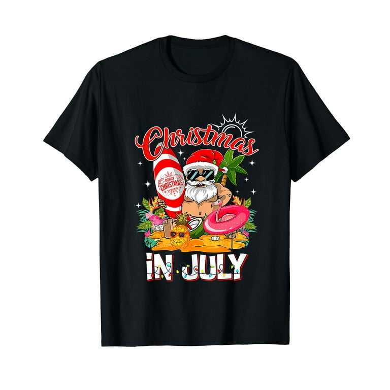 Christmas In July Santa Hawaiian Surfing T Shirt Summer Surf Christmas In July Santa Hawaiian Surfing T Shirt Summer Surf