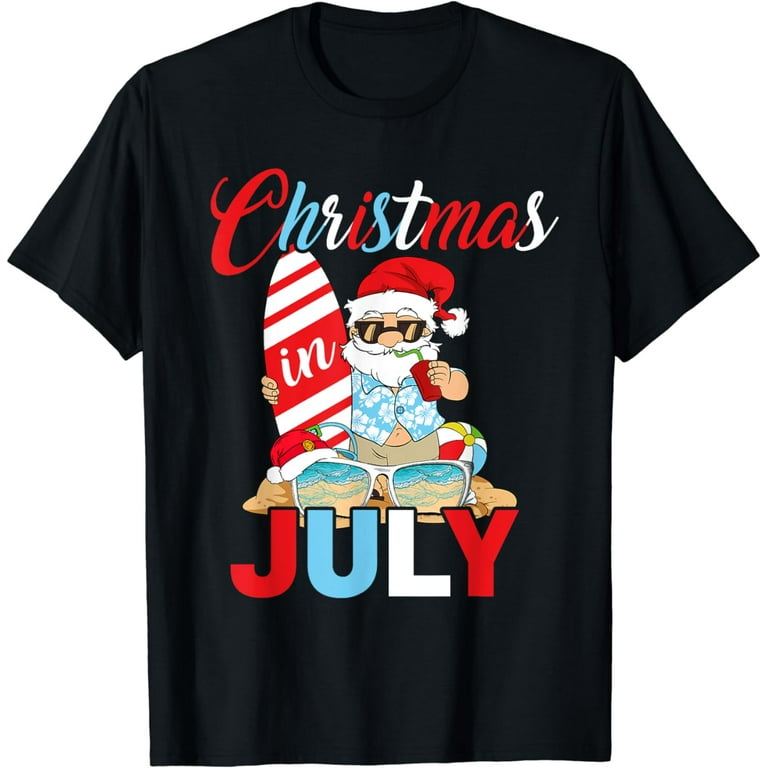 Christmas In July Santa Hawaiian Surfing T Shirt Summer Surf Christmas In July Santa Hawaiian Surfing T Shirt Summer Surf