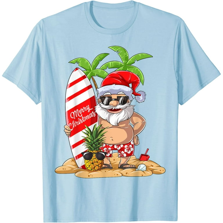 Christmas In July Santa Hawaiian Surfing T Shirt Summer Surf Christmas In July Santa Hawaiian Surfing T Shirt Summer Surf