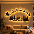 thumbnail image 1 of Clearance! Santa Soar Floating Sleigh LED Lights, Wooden Flying Santa Sleigh and Reindeer Wall Lamps, Wood Christmas Wall Art Night Light, 1 of 8