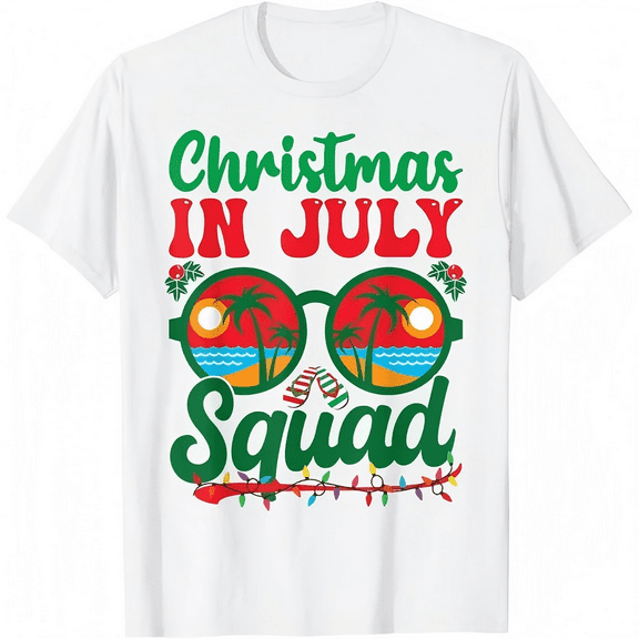 Christmas in July Shirt for Women – Funny Summer Holiday Graphic Tee, Beach Festive Vacation T-Shirt.