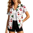 thumbnail image 1 of Christmas in July Shirt for Women Hawaiian Xmas Button Down Shirts Funny Santa Claus Tshirt Casual Holiday Tee Tops Summer Clothes, 1 of 6