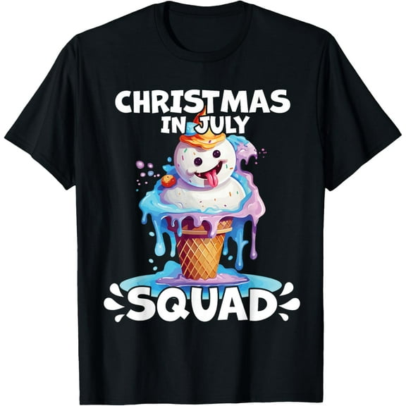 Christmas in July Snowman Ice Cream T-Shirt Tops Tee