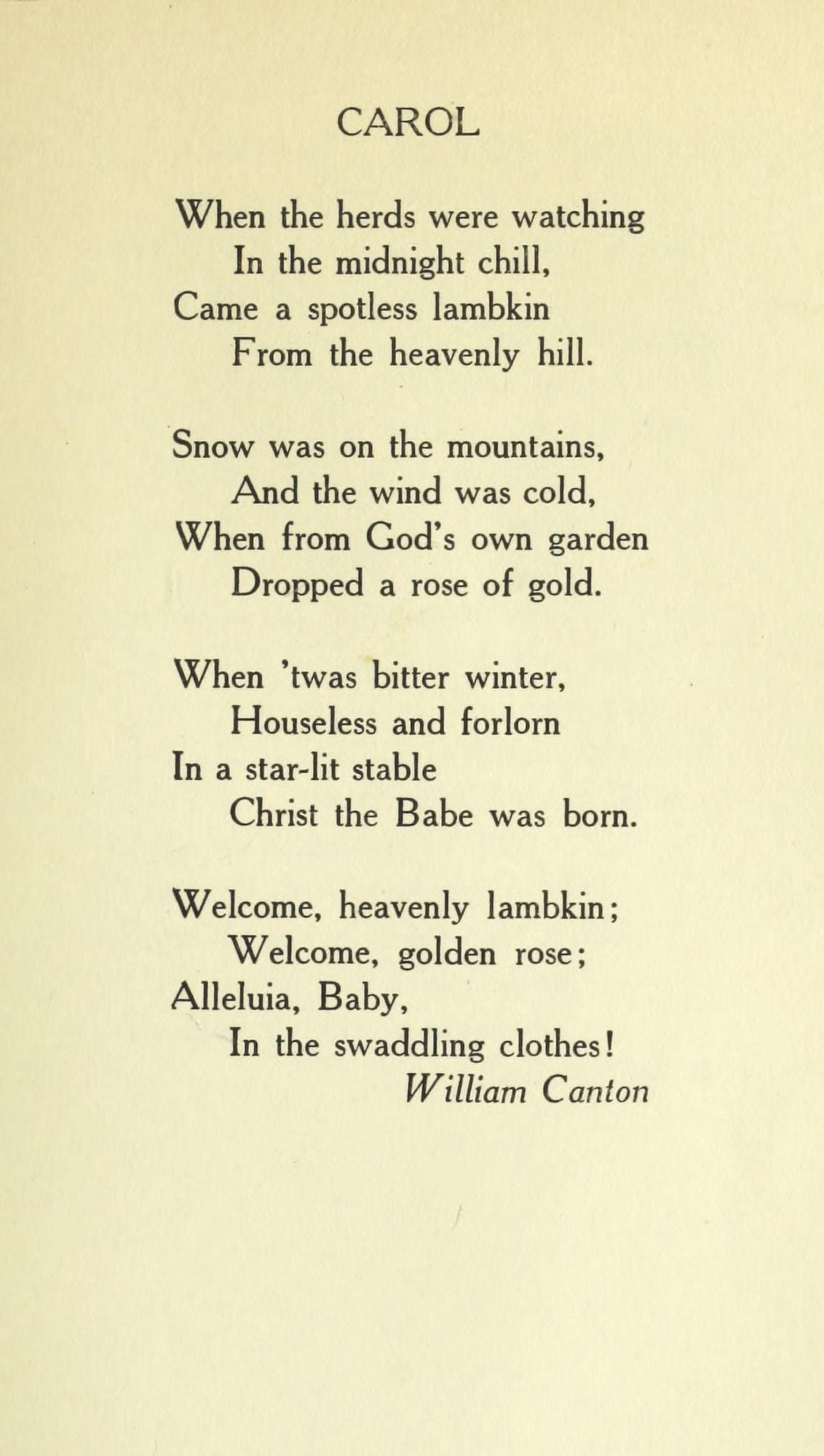 Christmas in Poetry 1922 Carol Canvas Art - William Canton (24 x 36)