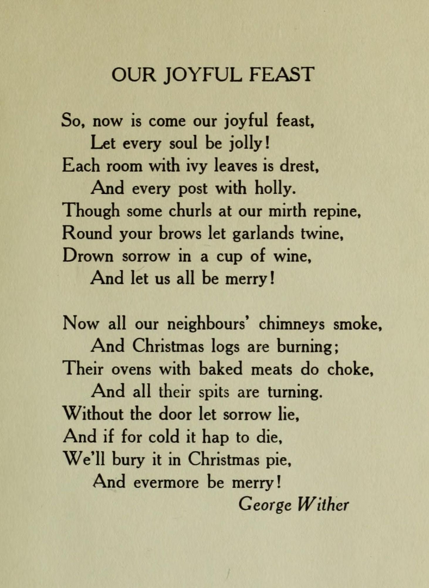 Christmas in Poetry 1922 Our Joyful Feast Canvas Art - George Wither (18 x 24)