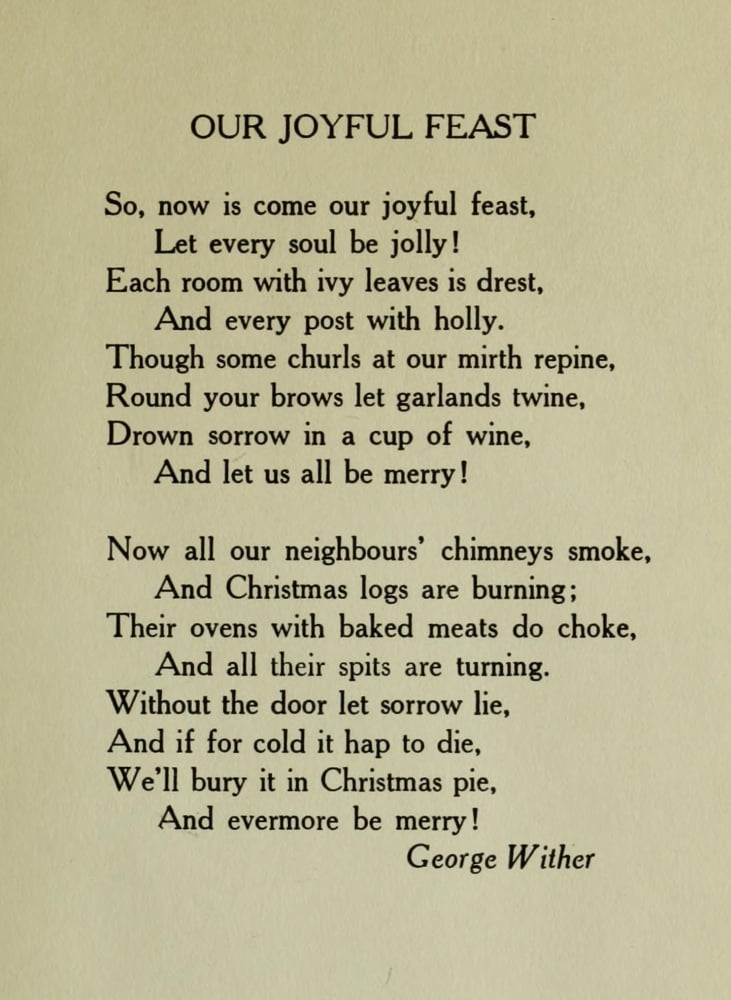 Christmas in Poetry 1922 Our Joyful Feast Canvas Art - George Wither (24 x 36)