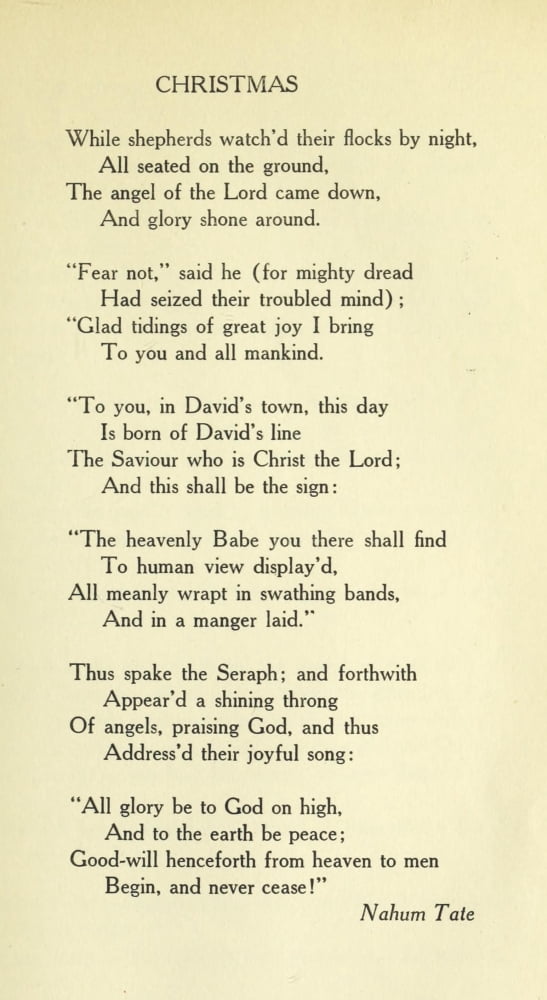 Christmas in Poetry 1922 While Shepherds Watched Canvas Art - Nahum Tate (18 x 24)