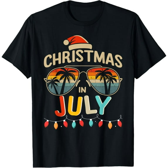 Christmas in july with vintage sunglasses for summer xmas Men Women Kids T-Shirt TShirt