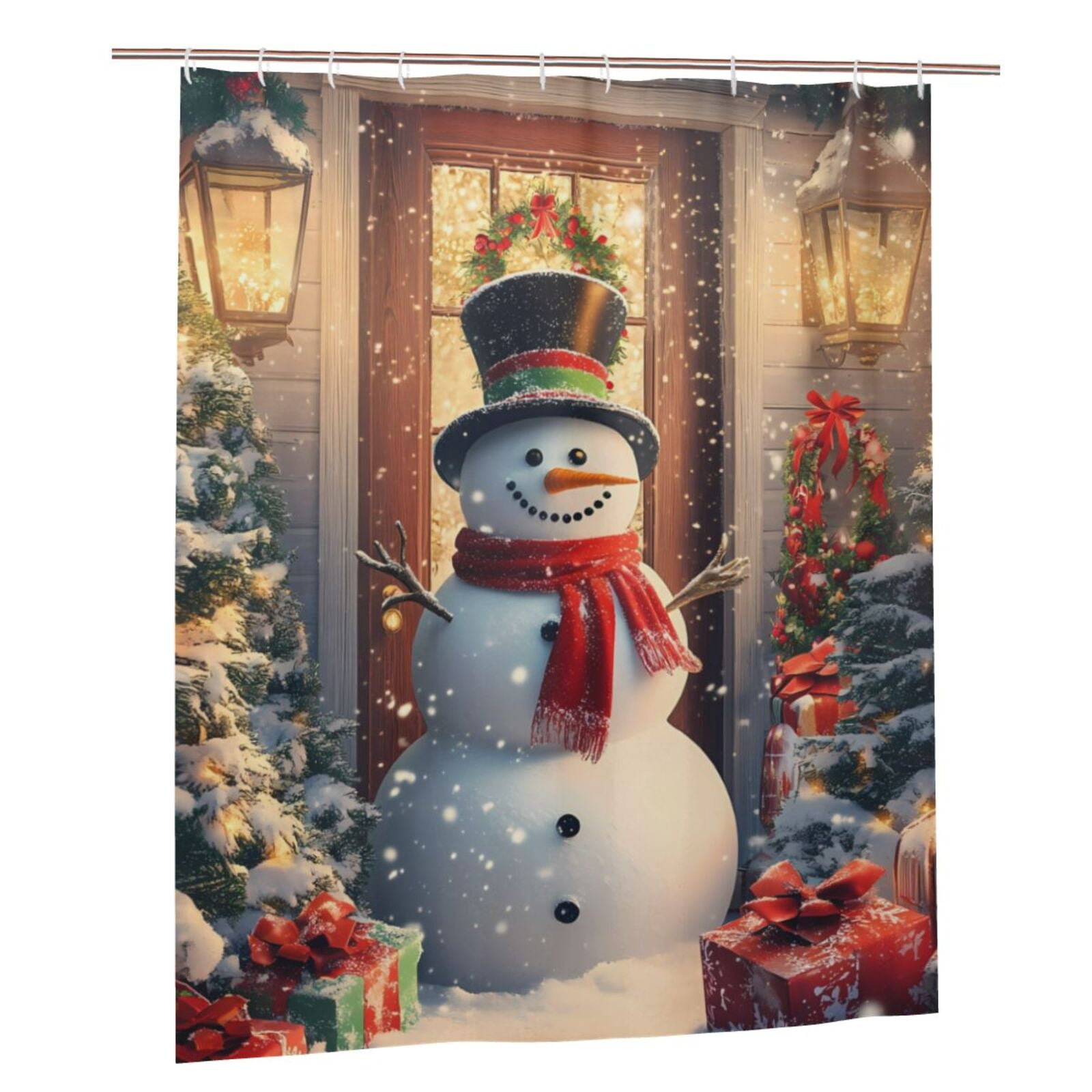 Christmas magic hat snowman Fabric Shower Curtains for Bathroom