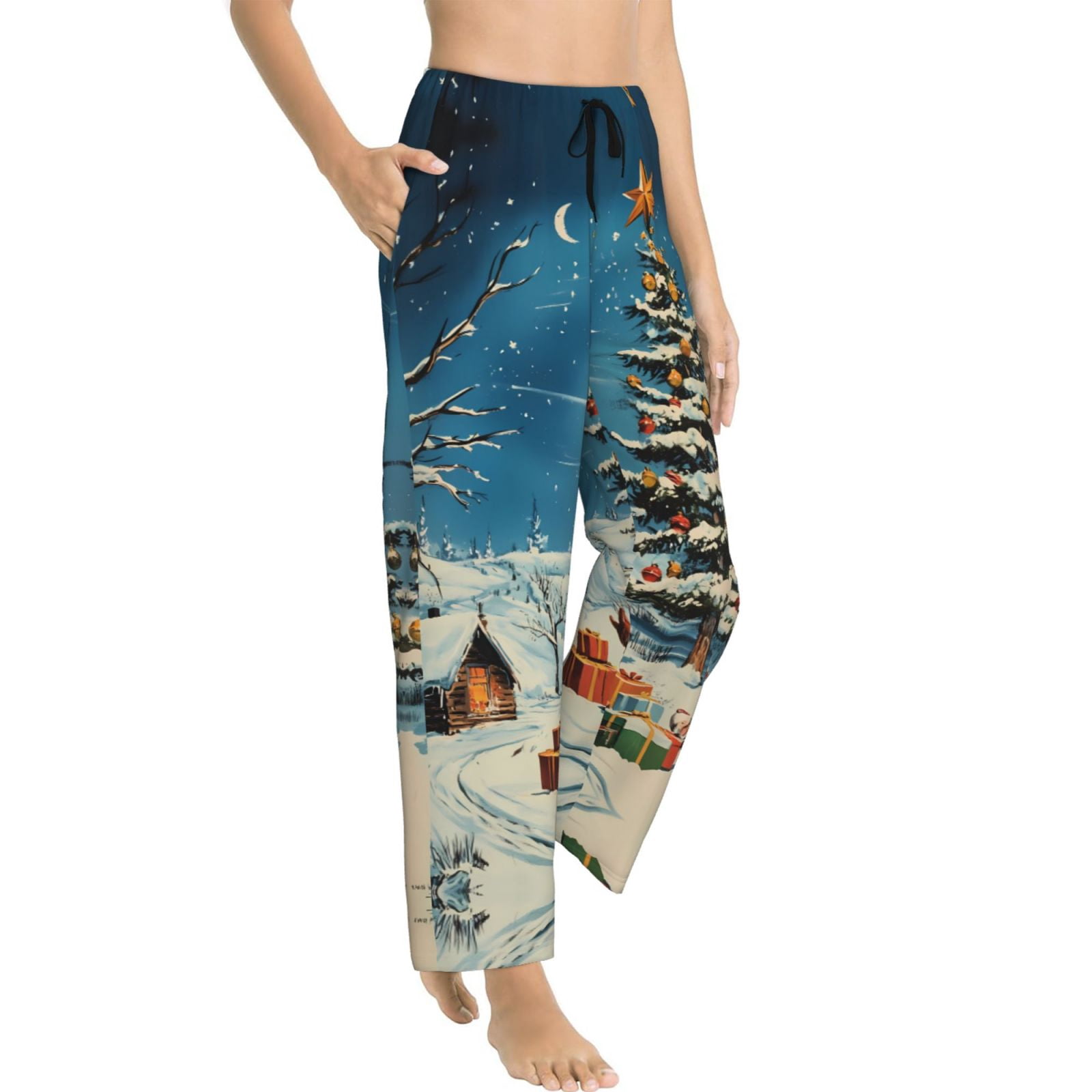 Christmas naughty Santa's elves Pajama Pants Women - Soft Breathable Sleep & Lounge Pants for Women, Comfy Casual Pj Pants Bottoms with Pockets