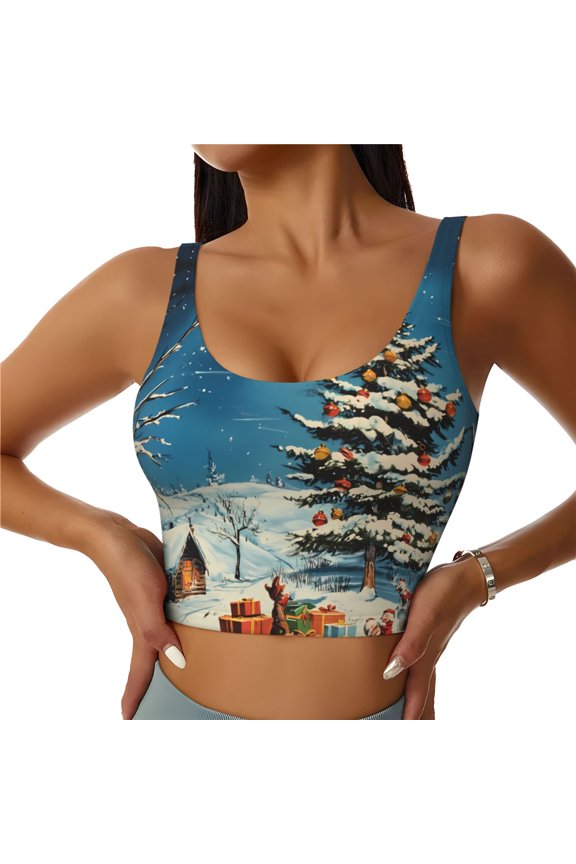 Christmas naughty Santa's elves Sports Bras for Women High Support - Soft Athletic Crop Workout Tank Top for Women