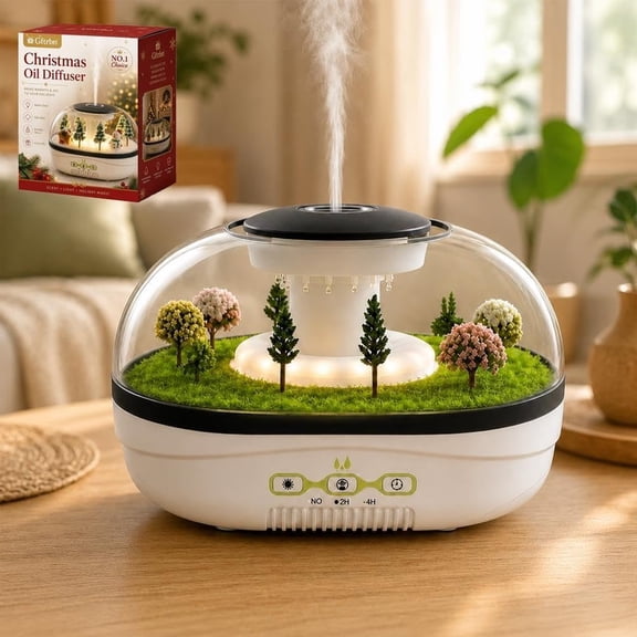 Christmas oil diffuser,Essential Oil Mist with Warm Night Light 2H 4H Timer USB C Micro Landscape Decor,Off Decorative Home Bedroom Office Holiday Gift
