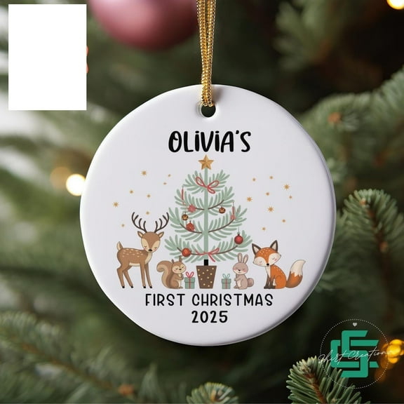 Christmas ornament for newborn baby Personalized my first Christmas baby forest animal ornament baby name 2025