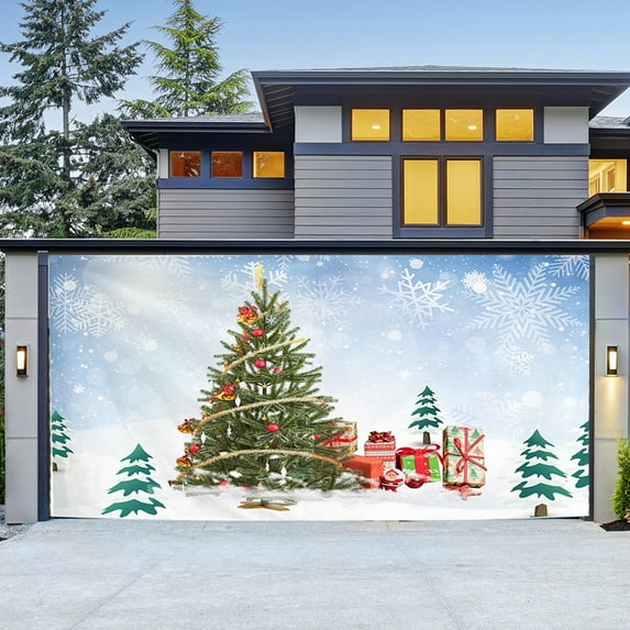 Christmas outdoor garage door tapestry fabric holiday party decoration background cloth with hanging cloth large size to E