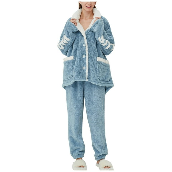 Christmas pajamas Christmas gift Men's And Women's Autumn And Winter Flannel Pajamas Pajama Suit Cardigan