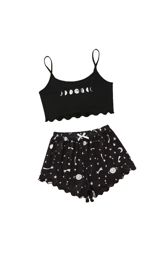 Christmas pajamas Christmas gift Women Fashion Print Sets Wear Lounge Wear Home Sleep Set Camisole Tops+Pants