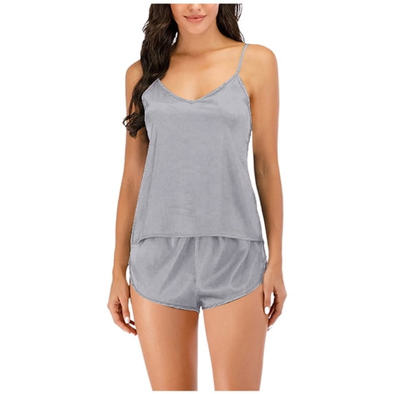 Christmas pajamas Christmas gift Women's Sexy Silk Pajama Set With V Neck Suspender Vest And Sleeveless Shorts For Home Wear