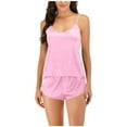 thumbnail image 1 of Christmas pajamas Christmas gift Women's Sexy Silk Pajama Set With V Neck Suspender Vest And Sleeveless Shorts For Home Wear, 1 of 8