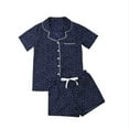 thumbnail image 1 of Christmas pajamas Christmas gift Women's Summer Fashion Solid Color Stripe Home Wear Pajama Casual Suit, 1 of 5
