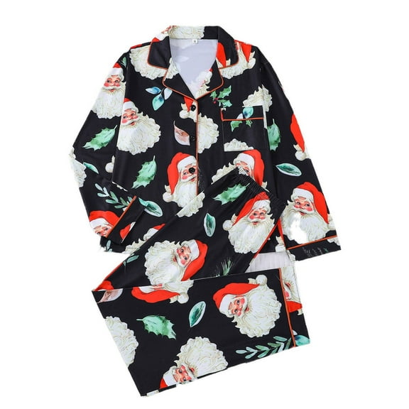 Christmas pajamas For Women Set Silk Pjs 2 Piece Satin Sleepwear Long Sleeve Button Down Lounge Sets With Pant