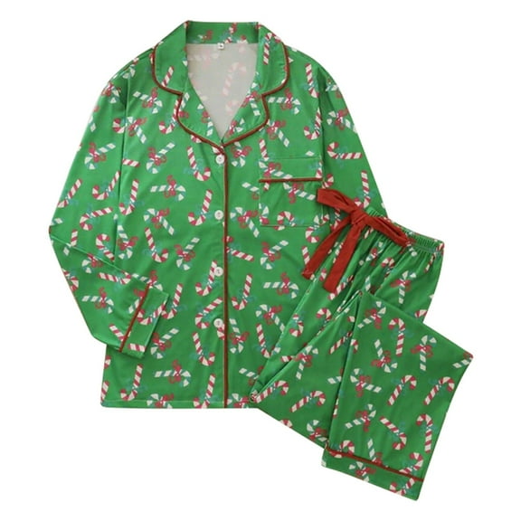 Christmas pajamas For Women Set Silk Pjs 2 Piece Satin Sleepwear Long Sleeve Button Down Lounge Sets With Pant