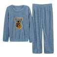 thumbnail image 1 of Christmas pajamas Women's Solid Color Teddy Bear Jacquard Flannel Warm Suit Winter Thick Warm Home Clothes, 1 of 8