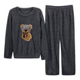 thumbnail image 1 of Christmas pajamas Women's Solid Color Teddy Bear Jacquard Flannel Warm Suit Winter Thick Warm Home Clothes, 1 of 8