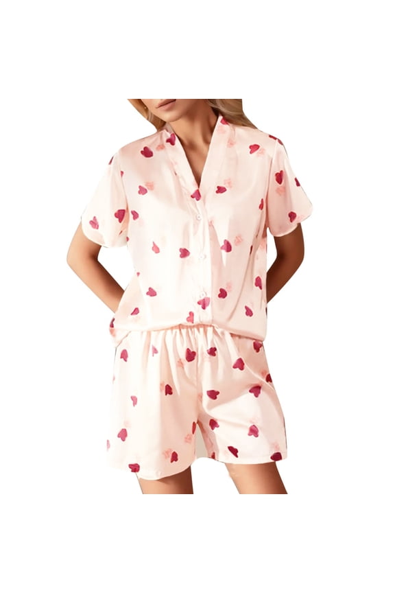 Christmas pajamas for women setWomen's Ice Silk Sleepwear Cardigan Cute And Sexy For Home