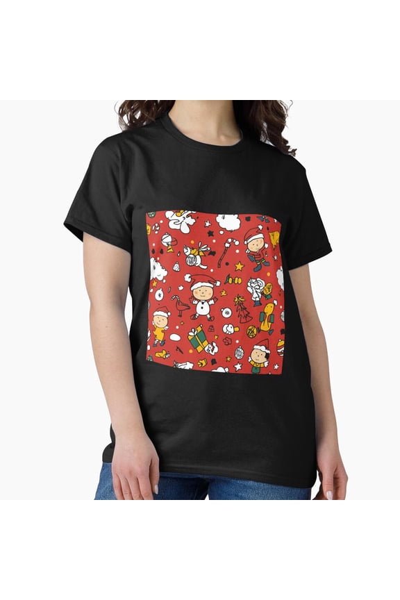 Christmas pattern red theme festive holiday seasonal repeating art Unisex T-Shirt, up to size 5XL