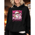 thumbnail image 1 of Christmas Trendy cotton comfortable pink Santa Claus blowing bubbles, Hooded long-sleeved black S-2XL, 1 of 7