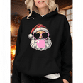 thumbnail image 1 of Christmas pink cute glasses, bubble-blowing Santa Claus, Hooded long-sleeved comfortable black S-2XL, 1 of 7