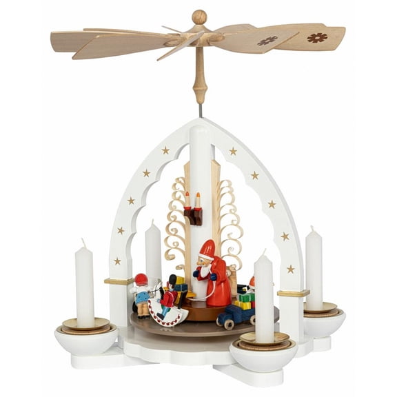 Christmas pyramid Christmas presents white for tea light and candles, 27 cm / 11 inch high, original Erzgebirge by Richard Glsser Seiffen