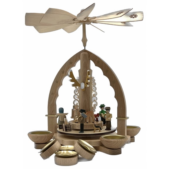 Christmas pyramid in the forest for tea light and candles, 27 cm / 11 inch high, original Erzgebirge by Richard Glsser Seiffen