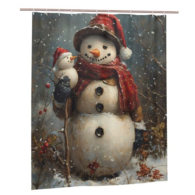 Christmas retro snowman Fabric Shower Curtains for Bathroom 60x72In