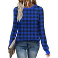 thumbnail image 1 of Christmas round-neck checked sweatershirts, printed long-sleeved tops, Fall and winter fashion outfits, 1 of 8