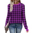 thumbnail image 1 of Christmas round-neck checked sweatershirts, printed long-sleeved tops, Fall and winter fashion outfits, 1 of 6