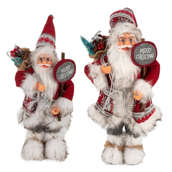 Christmas sale! 12 Inch Standing Santa Claus Christmas Figurine Xmas Figure Doll Decoration (Red)