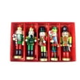 thumbnail image 1 of Christmas sale! 5 Pack Wooden Nutcracker Figure Ornaments, Wood Soldiers Set for Christmas Tree, Xmas Holiday Decorations, 5 inches, 1 of 7