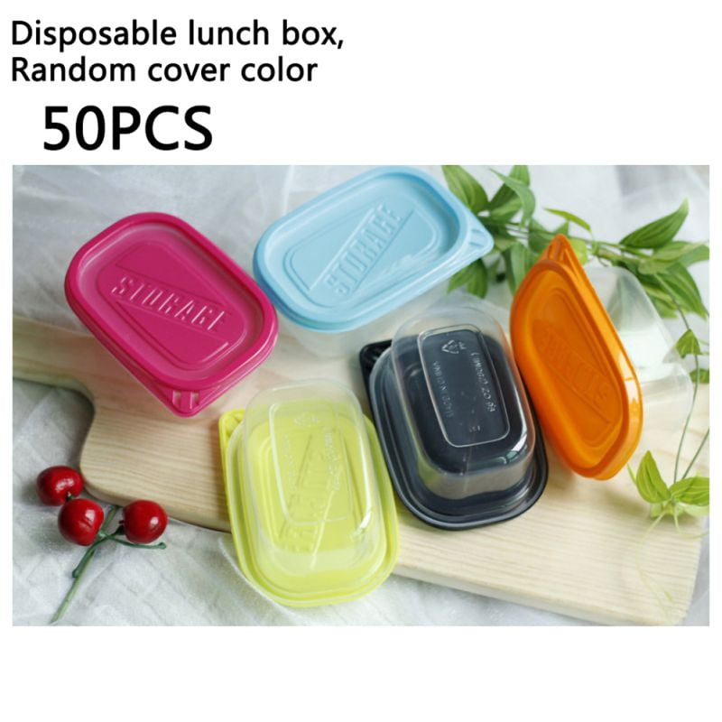 Christmas sale!! 50pcs Square Disposable Lunch Box Cake Packaging Boxes  Plastic Eco-friendly Fruit Vegetable Food Container Kitchen Tools 1000ml 