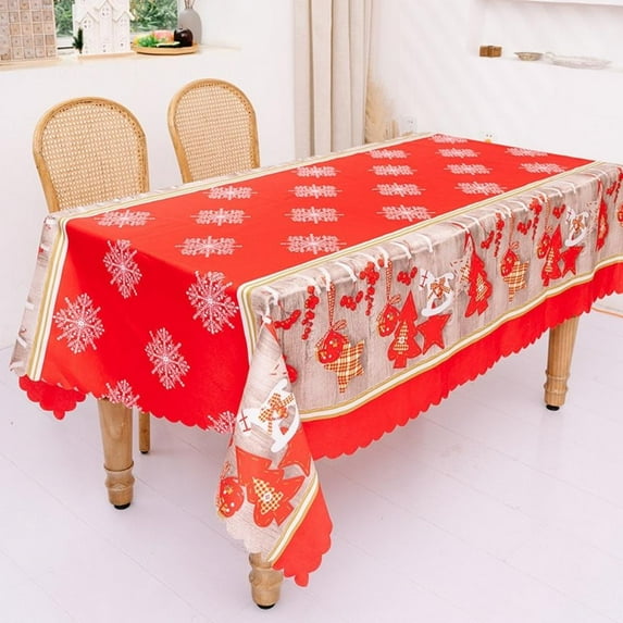 Christmas sale! Christmas Rectangle Table Cloth – Washable Holiday Tablecloth Decorative Table Cover for Banquet Party Kitchen Dining Room, 57x71 Inch