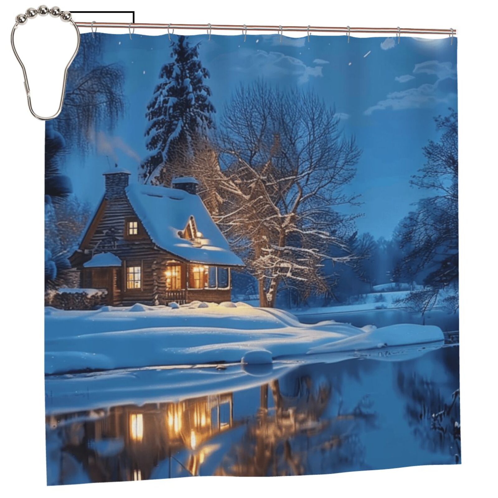 Christmas scene closeup Shower Curtain Waterproof Shower Curtains for