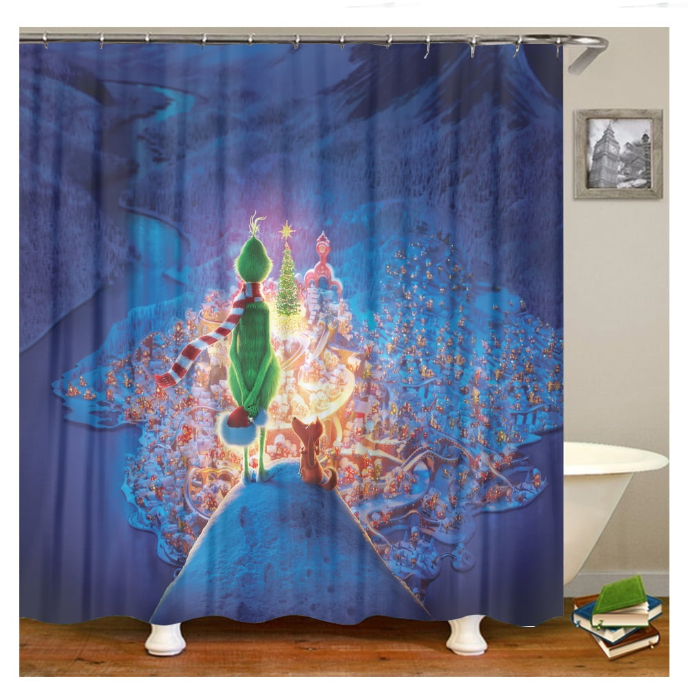 Christmas shower curtain The Grinch how to steal the Christmas shower
