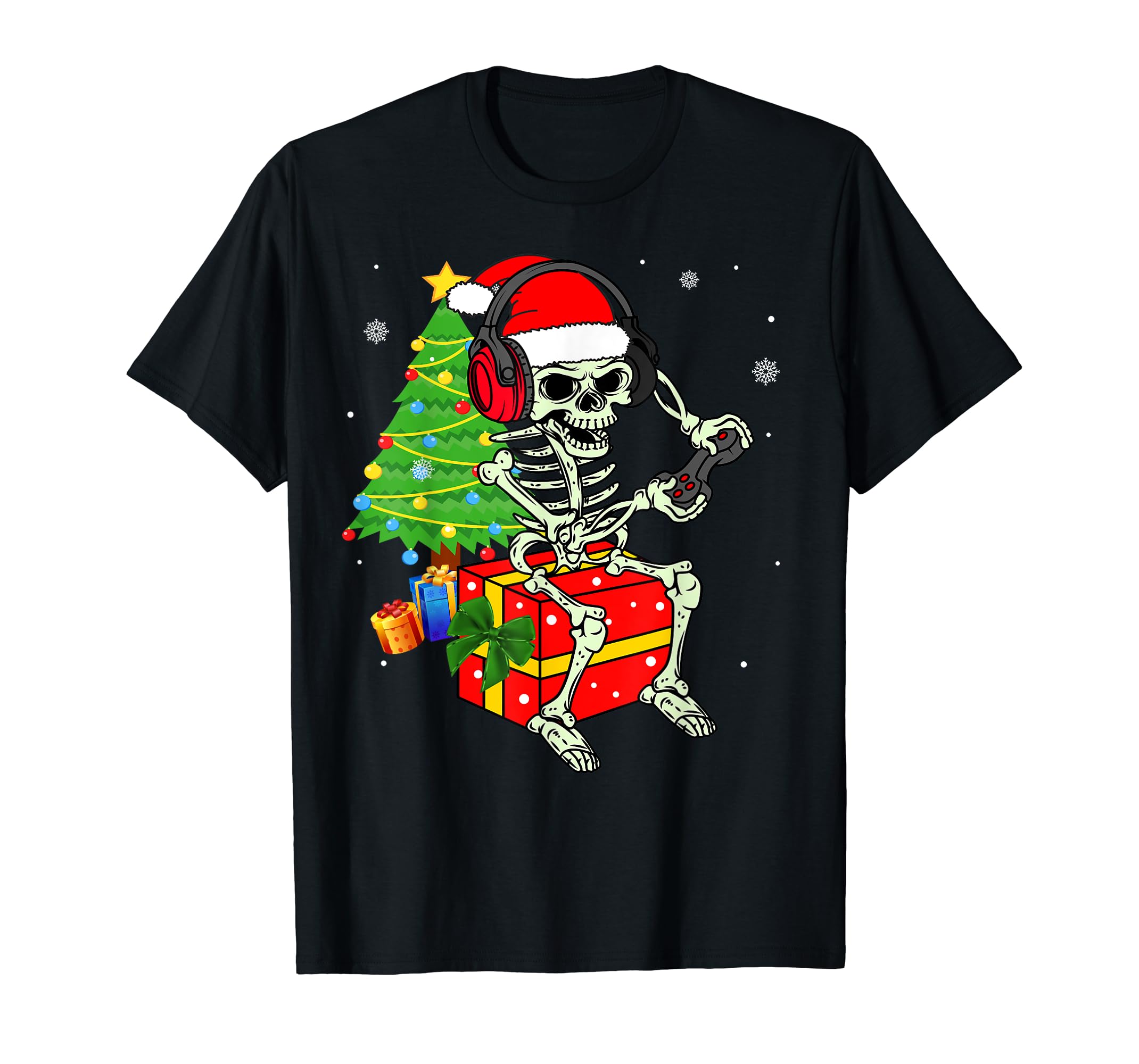 Christmas skeleton Gamer Pajamas xmas skull gaming kids men TShirt