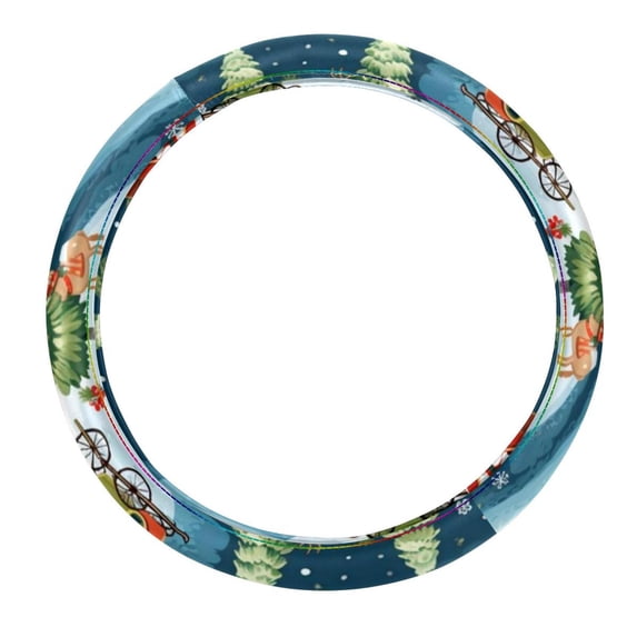 Christmas sled 14.5 Inch Printing PVC Leather Auto Accessories Car Wheel Covers Steering Wheel Cover