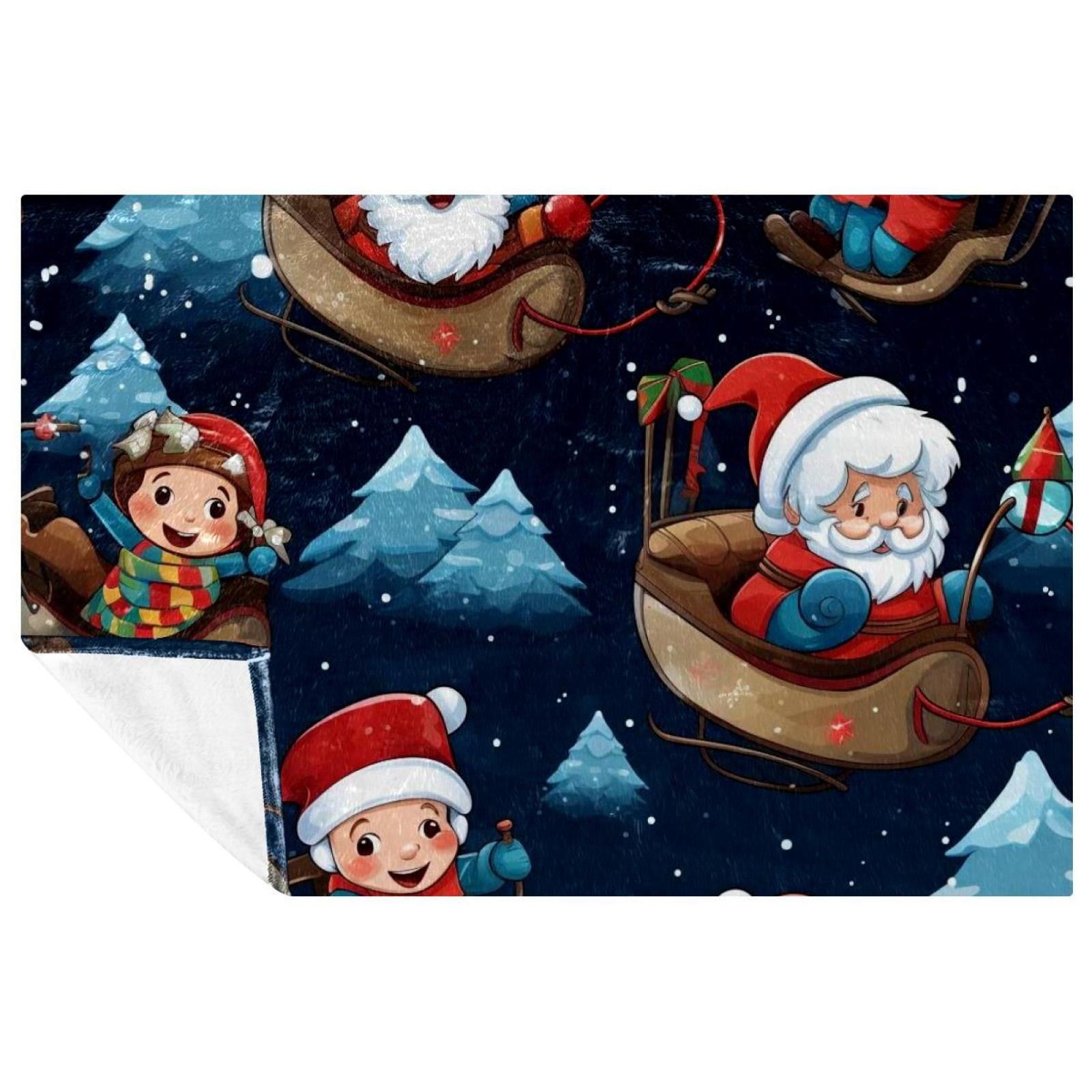 Christmas sled Custom Microfiber Throw Blanket Soft and Warm, Printed