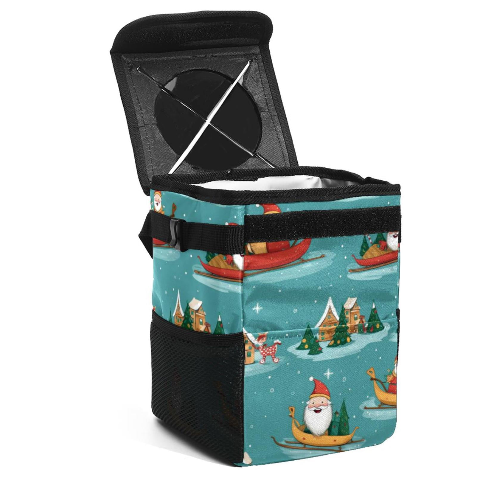 Christmas Sled Foldable Car Trash Can With Lid, Leak-proof Mini Trash 